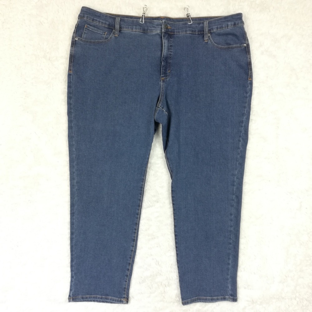 Style & Co Womens Jeans Straight Leg Blue Denim Medium Wash High Rise Plus 24W